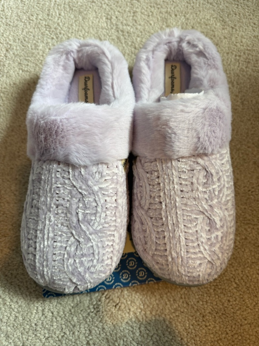 Dearfoams knit clogs, new wisteria slippers large 9–10